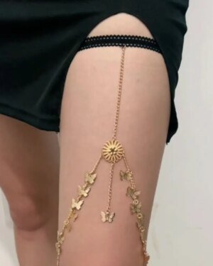 شريط مرن الساق الفخذ سلسلة فراشة عباد الشمس هندسية الفخذ الجسم سلسلة فستان تزيين الطبقات سلاسل سبيكة الساق سلسلة